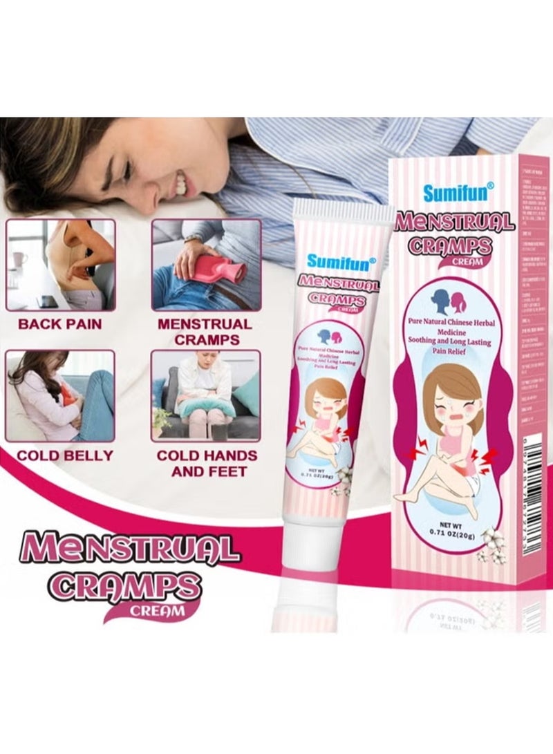 Sumifun Women Menstrual Cramps Cream Period Abdomen Pain Relief Ointment Dysmenorrhea Menses Uterus Treatment Herbs 1 Pack 20g - Image 2