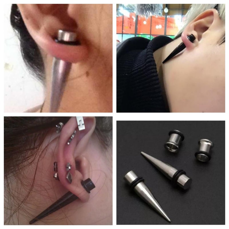 FANBODTA Stainless Steel Ear Gauge Taper Stretching and Single Flare Plugs Flesh Tunnel Kit (1G - 7mm) 2 Steel Tapers & 2 Steel Tunnels (4 Pieces) Tunnels Ear Stretching Kit Gauges Gauging Plugs - Image 3
