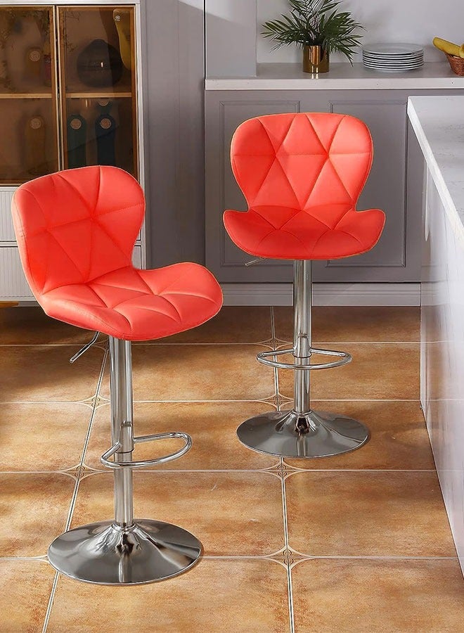 Generic Bar Stool,Height Adjustable Bar Chairs 360°Swivel Kitchen Stool Island Chairs Modern Counter High Chairs with Footrest Armless PU Leather Barstools for Kitchen Island Home Office Coffee(HID846-Orange)  - Image 3