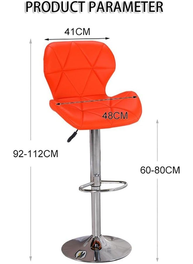 Generic Bar Stool,Height Adjustable Bar Chairs 360°Swivel Kitchen Stool Island Chairs Modern Counter High Chairs with Footrest Armless PU Leather Barstools for Kitchen Island Home Office Coffee(HID846-Orange)  - Image 2