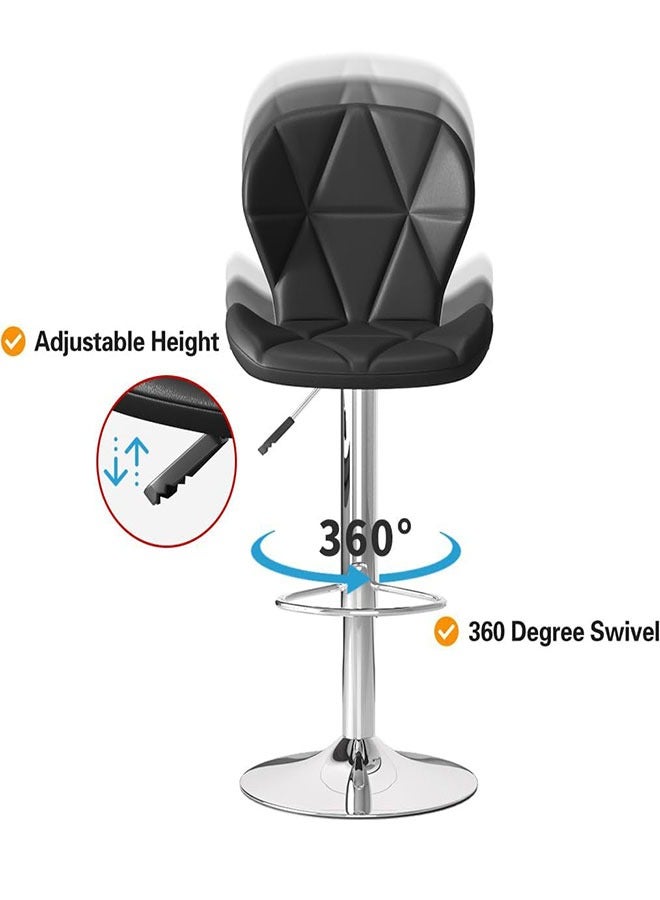Generic Bar Stool,Height Adjustable Bar Chairs 360°Swivel Kitchen Stool Island Chairs Modern Counter High Chairs with Footrest Armless PU Leather Barstools for Kitchen Island Home Office Coffee(HID846-Orange)  - Image 4