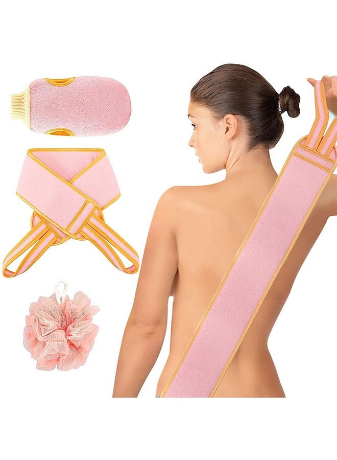 3PCS Unisex Bathing Exfoliating Set Back Scrubber, Sponge Loofah & Glove Double Side Scrubbing Strap Dead Skin Remove Body Scrubs for Skin Deep Cleaning - Image 5