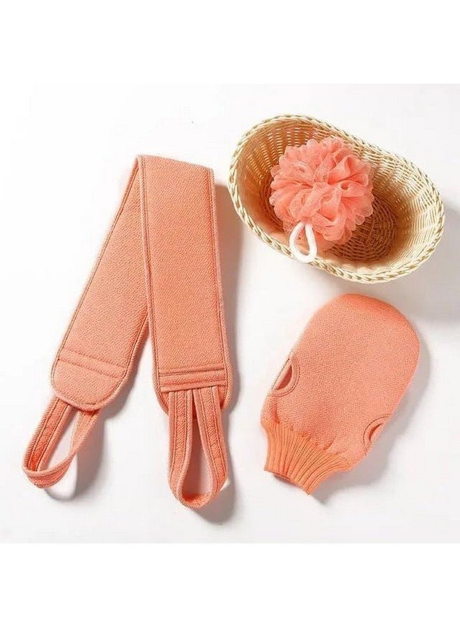3PCS Unisex Bathing Exfoliating Set Back Scrubber, Sponge Loofah & Glove Double Side Scrubbing Strap Dead Skin Remove Body Scrubs for Skin Deep Cleaning - Image 3