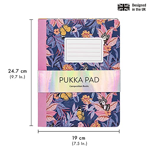 Pukka Pad, Composition Notebooks - 3 Pack of Journals Featuring 140 Pages of College Ruled 80GSM Paper with Sturdy Cover Stock - 9.75 x 7.5in - Bloom - Image 2