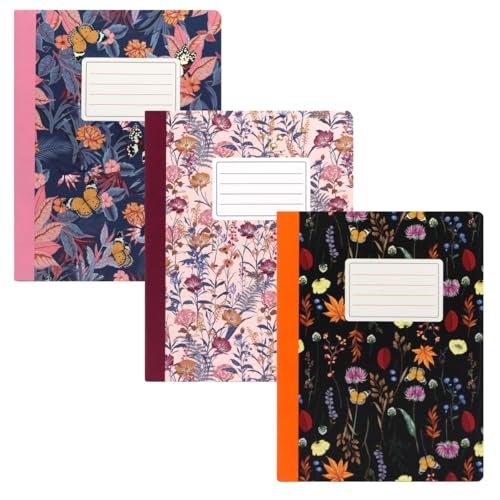Pukka Pad, Composition Notebooks - 3 Pack of Journals Featuring 140 Pages of College Ruled 80GSM Paper with Sturdy Cover Stock - 9.75 x 7.5in - Bloom - Image 1