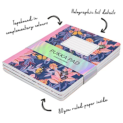 Pukka Pad, Composition Notebooks - 3 Pack of Journals Featuring 140 Pages of College Ruled 80GSM Paper with Sturdy Cover Stock - 9.75 x 7.5in - Bloom - Image 3