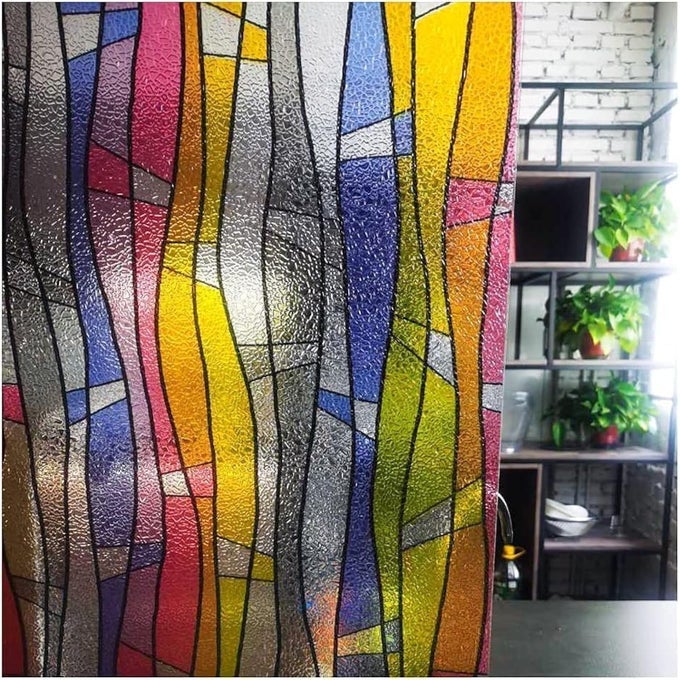 WINDOW FILM PRIVACY STATIC CLING STAINED GLASS FILM 3D DECORATIVE COLORFUL REMOVABLE GLASS WINDOW STICKER HEAT INSULATION VINYL WINDOW FOIL FOR HOME 354 X 787 INCH