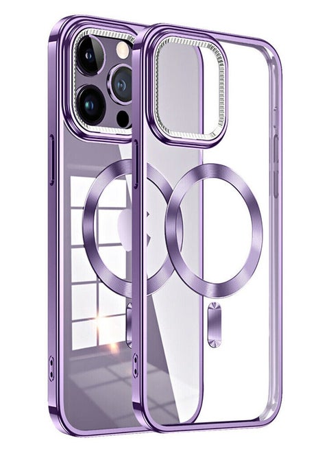 Slim Magnetic Clear Phone Case MagSafe Cover for iPhone 13 Pro 6.1 inch Purple