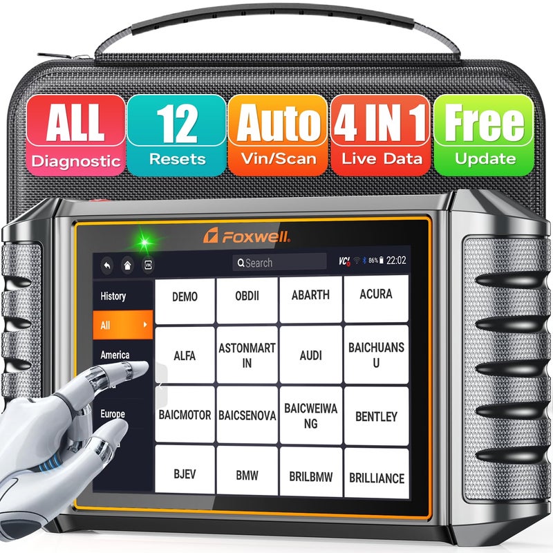 2025 أداة فحص ثنائية الاتجاه FOXWELL NT726 جميع أنظمة OBD2 أداة تشخيصية قارئ رموز السيارة لجميع الطرازات مع 12 إعادة تعيين ABS نزيف زيت EPB SAS DPFTPMS حقن دواسة WIFI تحديث