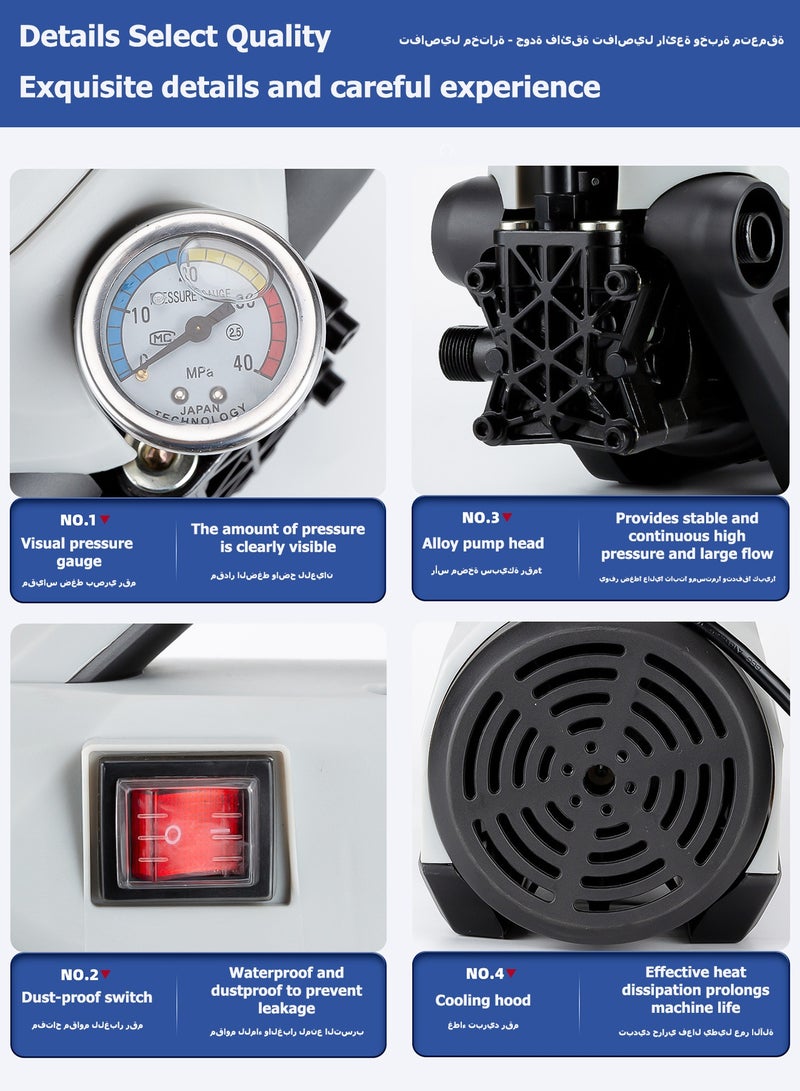 WEMART Electric Pressure Washers,2400W,Car Washer Pressure Pump,Detachable Water Gun, Electric Pressure Washers For Cleaning Cars, Fences, Pool,motor water pump car wash - Image 3