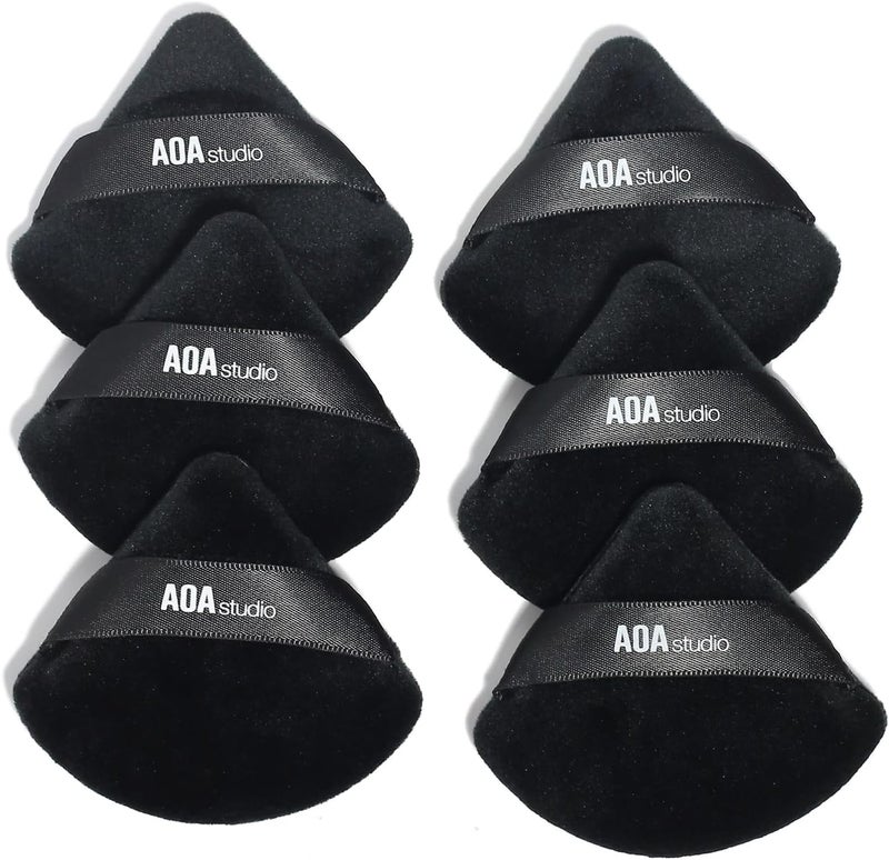 AOA STUDIO Velvet Puffs Makeup Puff Set of 6 Loose Powder Body Powder, Velour Makeup Blender Sponge Foundation Blending Sponges Set Beauty Makeup Tools (Black) - Image 1