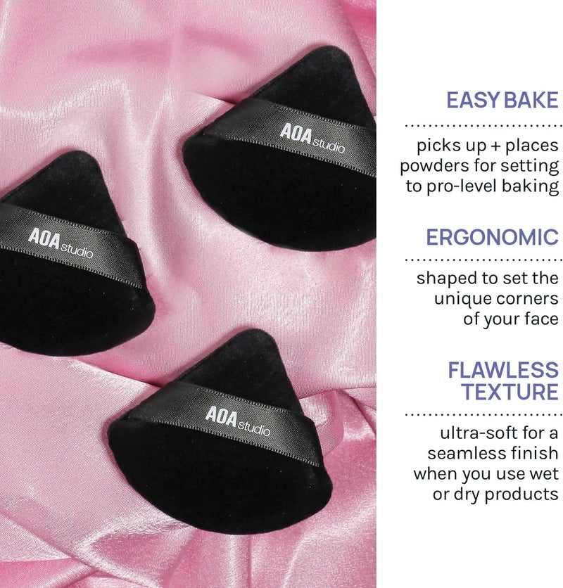 AOA STUDIO Velvet Puffs Makeup Puff Set of 6 Loose Powder Body Powder, Velour Makeup Blender Sponge Foundation Blending Sponges Set Beauty Makeup Tools (Black) - Image 3