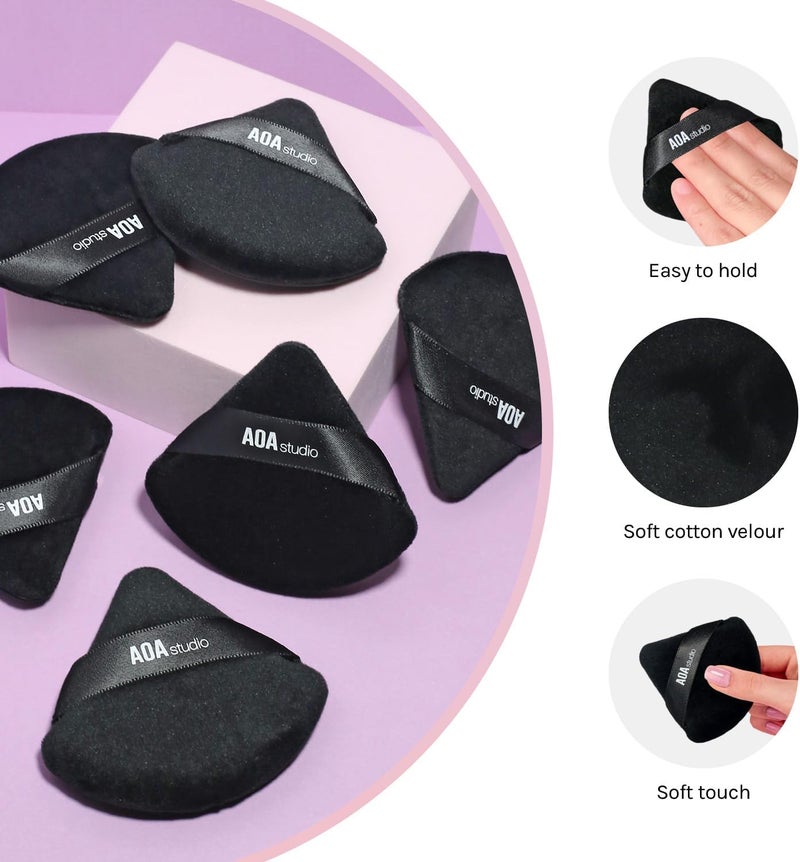 AOA STUDIO Velvet Puffs Makeup Puff Set of 6 Loose Powder Body Powder, Velour Makeup Blender Sponge Foundation Blending Sponges Set Beauty Makeup Tools (Black) - Image 4