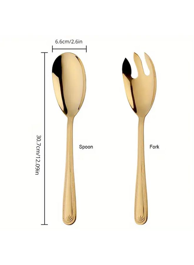 Rosegold Stainless Steel Salad Spoon And Fork Set 2pcs For Serving Pasta Buffet - Image 5