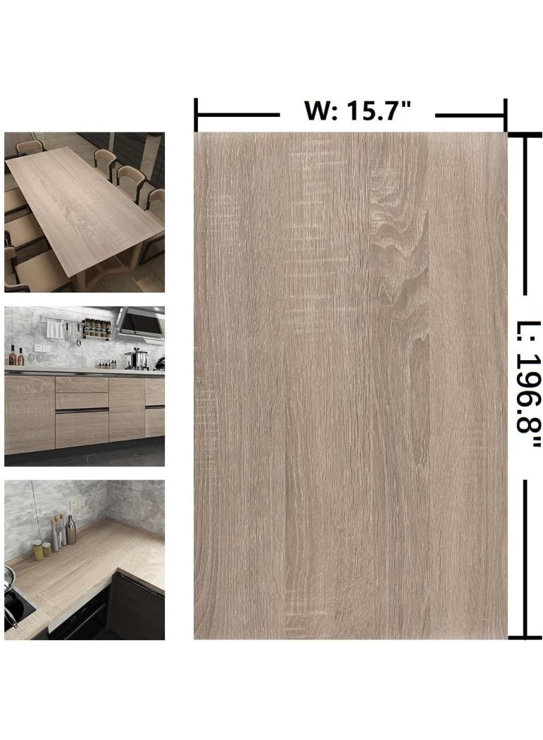 YelaJoy Gray Brown Wood Grain Contact Paper Waterproof Faux Wood Wallpaper Peel and Stick Countertops Light Oak Contact Paper for Cabinets Self Adhesive Wallpaper Wood Stickers 40x 500cm Vinyl Wrap - Image 5