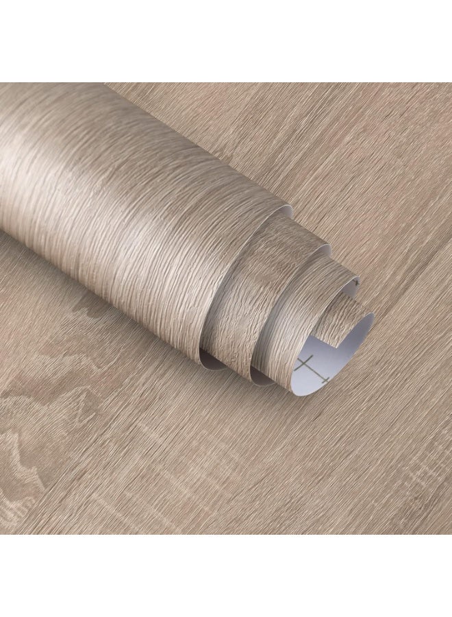 YelaJoy Gray Brown Wood Grain Contact Paper Waterproof Faux Wood Wallpaper Peel and Stick Countertops Light Oak Contact Paper for Cabinets Self Adhesive Wallpaper Wood Stickers 40x 500cm Vinyl Wrap - Image 1