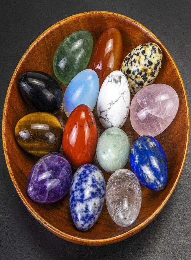 AierCrystal 14 Pieces 1.18inchs Crystal Stones Eggs Statue Ornament Rock Crystals Polished Mineral Rock Egg Carving Crafts Stones Crystal Gifts for Meditation Reiki Healing Balancing Home Decor (Egg 14pcs Set) - Image 3