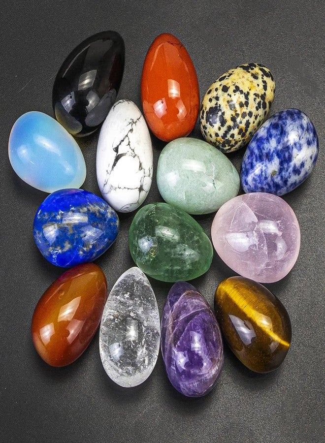 AierCrystal 14 Pieces 1.18inchs Crystal Stones Eggs Statue Ornament Rock Crystals Polished Mineral Rock Egg Carving Crafts Stones Crystal Gifts for Meditation Reiki Healing Balancing Home Decor (Egg 14pcs Set) - Image 2