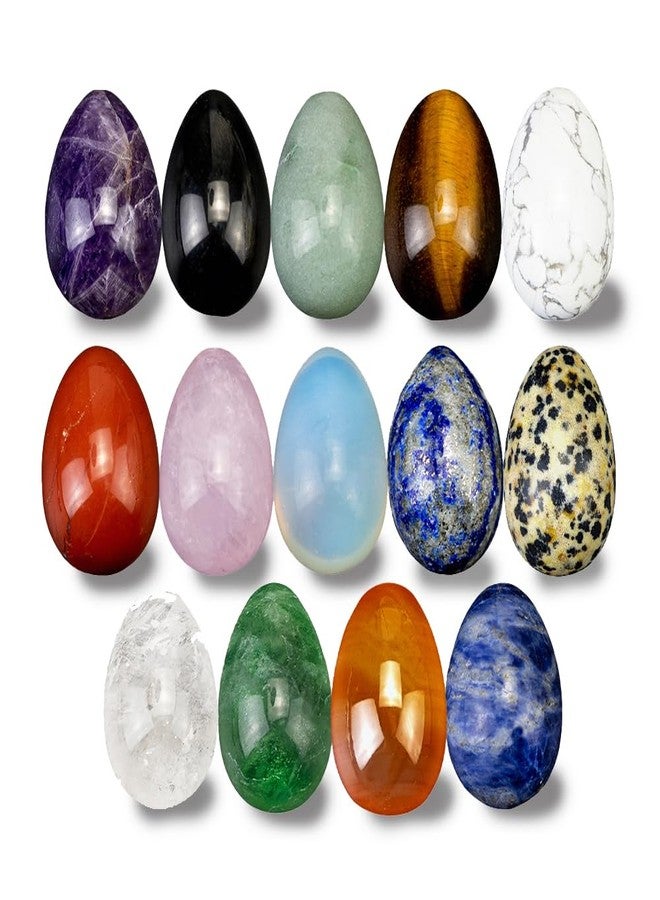 AierCrystal 14 Pieces 1.18inchs Crystal Stones Eggs Statue Ornament Rock Crystals Polished Mineral Rock Egg Carving Crafts Stones Crystal Gifts for Meditation Reiki Healing Balancing Home Decor (Egg 14pcs Set) - Image 1