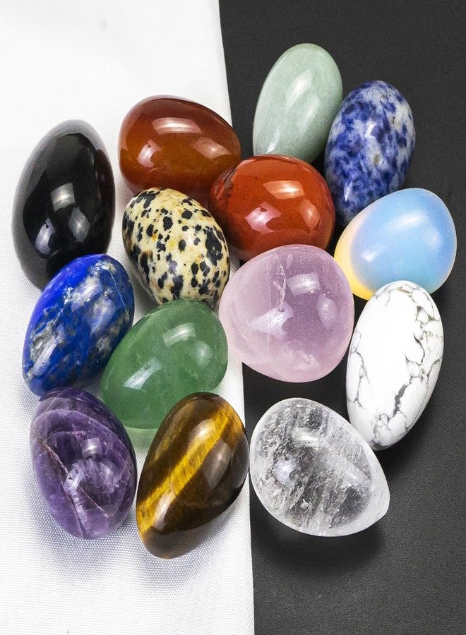 AierCrystal 14 Pieces 1.18inchs Crystal Stones Eggs Statue Ornament Rock Crystals Polished Mineral Rock Egg Carving Crafts Stones Crystal Gifts for Meditation Reiki Healing Balancing Home Decor (Egg 14pcs Set) - Image 4