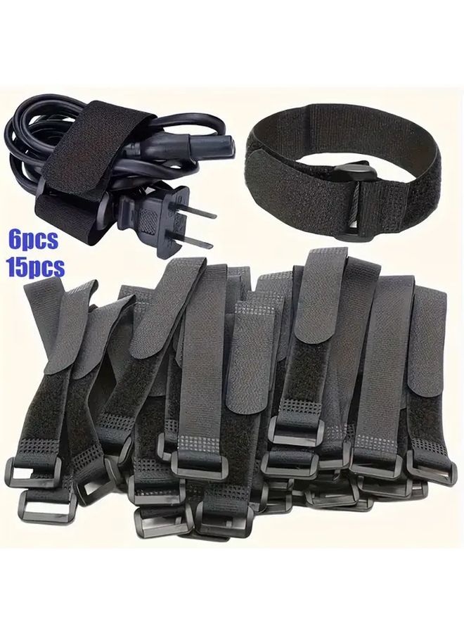 15 Pcs 11.82 Inches Reversible Hook and Loop Straps Self Adhesive Cargo Storage Ties - Image 2