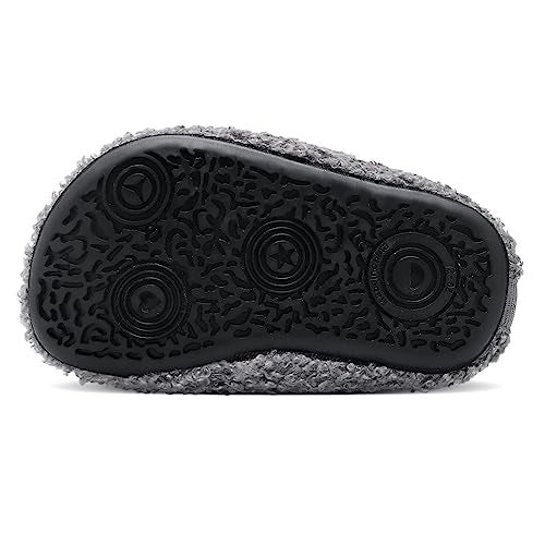 Scurtain Kids Toddler Slippers Socks Artificial Woolen Slippers for Boys Girls Baby with Non-Slip Rubber Sole 2025 Grey 3.5-4.5 Infant - Image 5