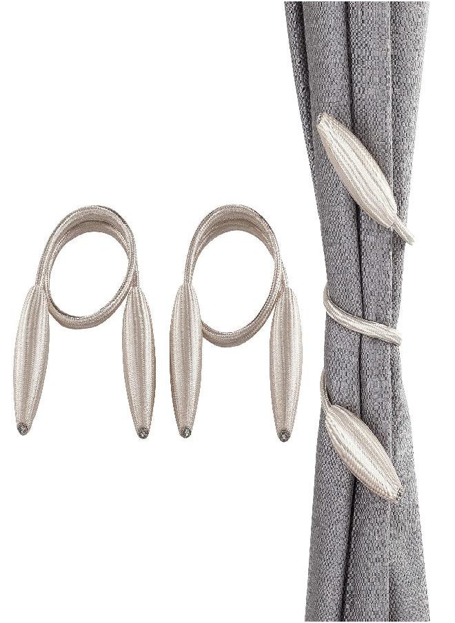 Easy Home 2pcs Twist Curtain Tiebacks, Creative Window Drape Curtain Hold Back. Decorative Holdbacks (Beige, 20inch)