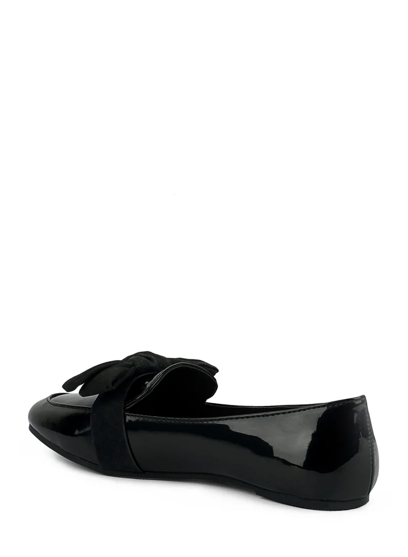 London Rag Casual Walking Bow Loafers in Black
