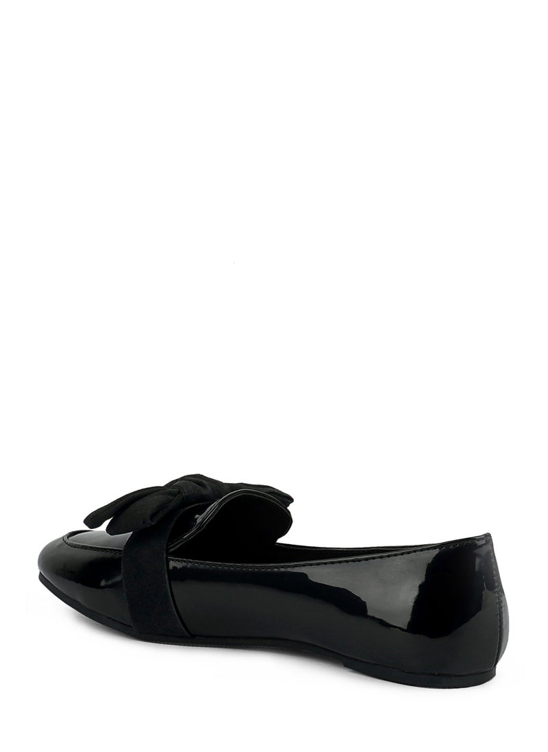 London Rag Casual Walking Bow Loafers in Black  - Image 3