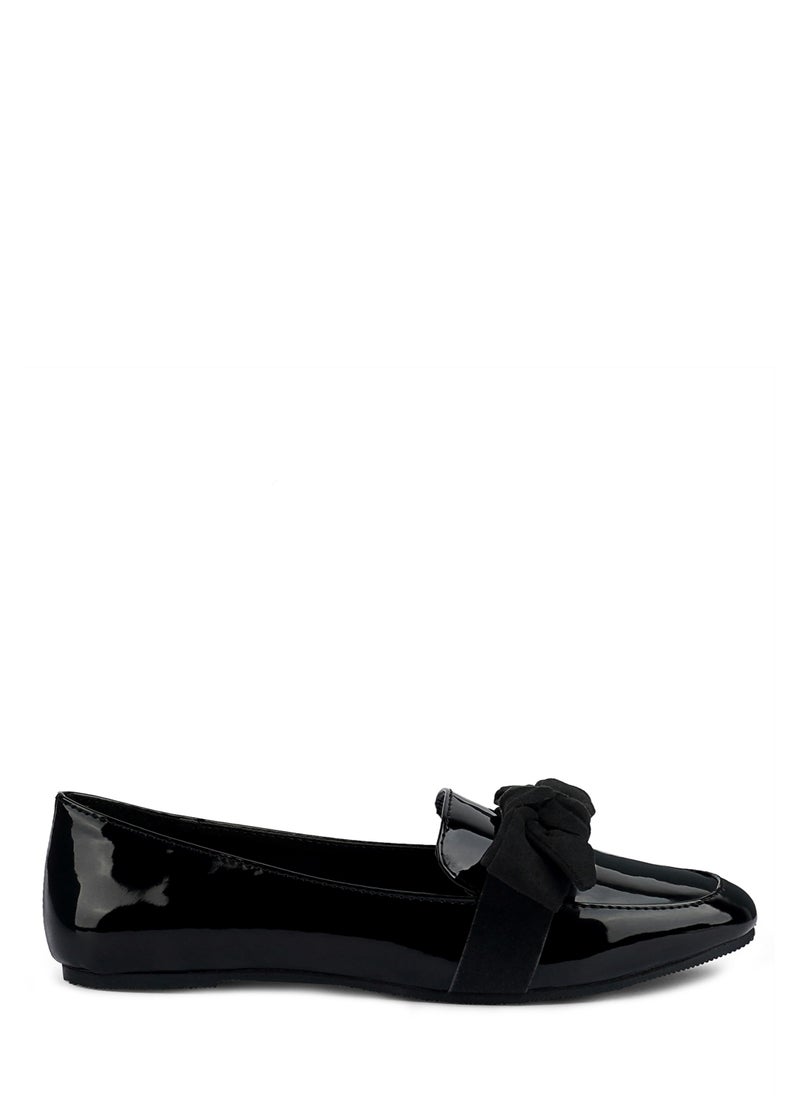 London Rag Casual Walking Bow Loafers in Black  - Image 1