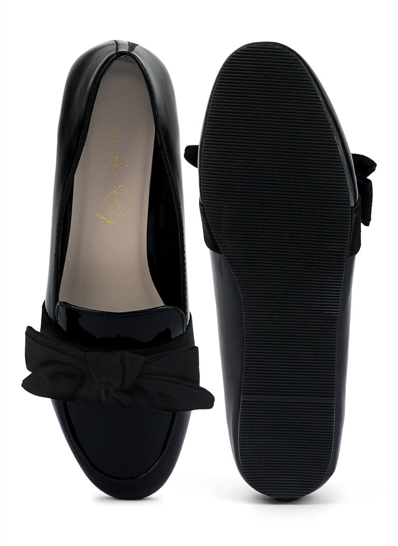 London Rag Casual Walking Bow Loafers in Black  - Image 4