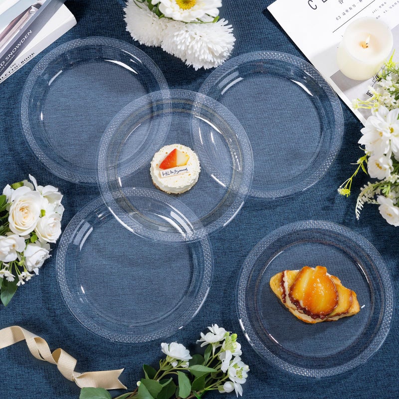 WELLIFE Clear Party Plates 10 Inch -150 Count for Party  Disposable Plastic Dinner Plates for Birthday Wedding Engagement Easter - Image 2
