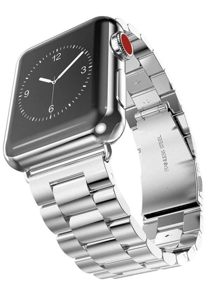 Generic - Straps Compatible with Apple Watch Strap 49mm 45mm 44mm 42mm Premium Stainless Steel Metal Replacement Strap for Apple Watch Ultra Series 8 7 (45mm) SE Series 6 5 4 (44mm) 3 2 1 (42mm) Silver - Image 1