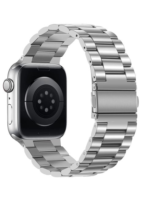 Straps Compatible with Apple Watch Strap 49mm 45mm 44mm 42mm Premium Stainless Steel Metal Replacement Strap for Apple Watch Ultra Series 8 7 (45mm) SE Series 6 5 4 (44mm) 3 2 1 (42mm) Silver