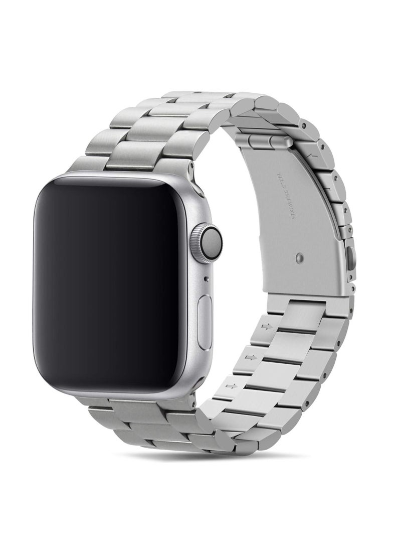 Generic - Straps Compatible with Apple Watch Strap 49mm 45mm 44mm 42mm Premium Stainless Steel Metal Replacement Strap for Apple Watch Ultra Series 8 7 (45mm) SE Series 6 5 4 (44mm) 3 2 1 (42mm) Silver - Image 1
