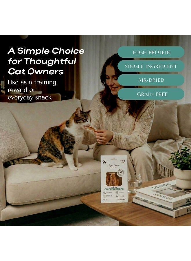 اوه تو بيتس  O2Pets شرائح دجاج للقطط – مكافآت للقطط بمكوّن واحد فقط من صدر الدجاج النقي 100٪ – وجبة خفيفة طبيعية عالية البروتين للقطط، خالية من الحبوب وقليلة الدهون، كمكافأة يومية. - Image 2