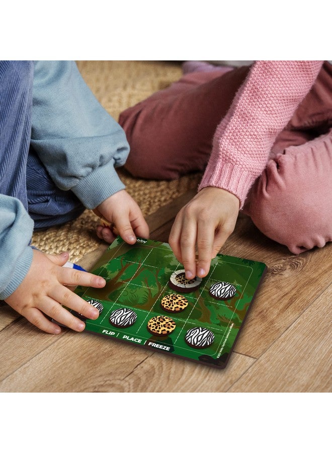 Webby Wooden Fliptrap Tic Tac Toe Board Game for Kids - Image 2
