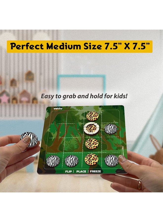 Webby Wooden Fliptrap Tic Tac Toe Board Game for Kids - Image 5