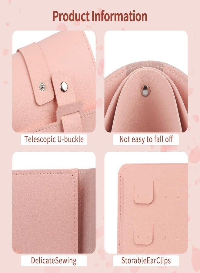 Fangoo Earring Book Organizer Stud Earring Storage Case Travel Small Earring Holder Organizers Display Portable Binder Pu Leather Capable to Hold 42 Pairs (Pink - Image 3