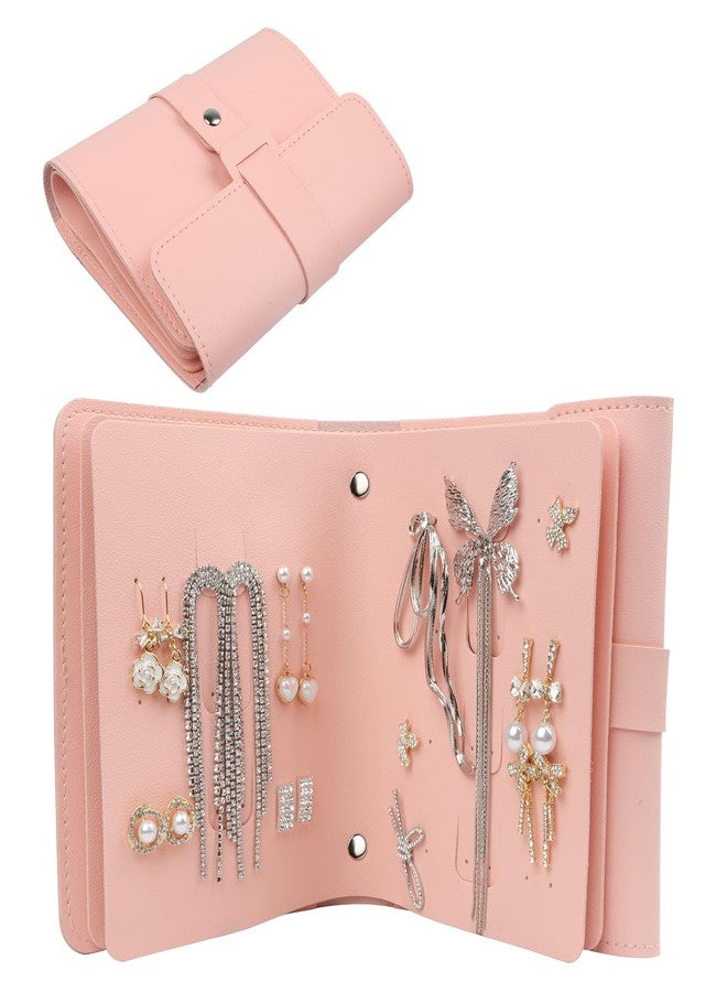 Fangoo Earring Book Organizer Stud Earring Storage Case Travel Small Earring Holder Organizers Display Portable Binder Pu Leather Capable to Hold 42 Pairs (Pink - Image 1