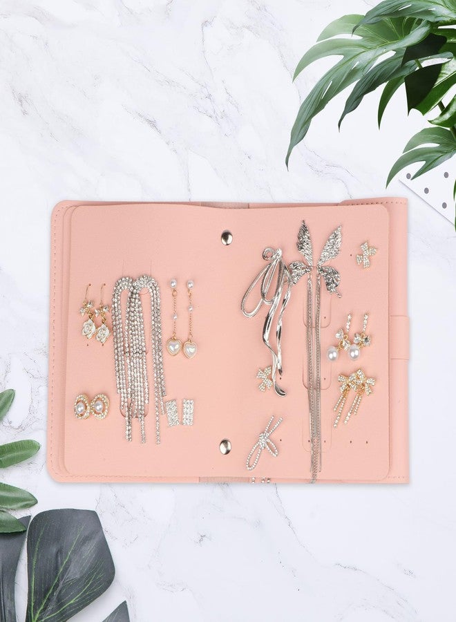 Fangoo Earring Book Organizer Stud Earring Storage Case Travel Small Earring Holder Organizers Display Portable Binder Pu Leather Capable to Hold 42 Pairs (Pink - Image 4