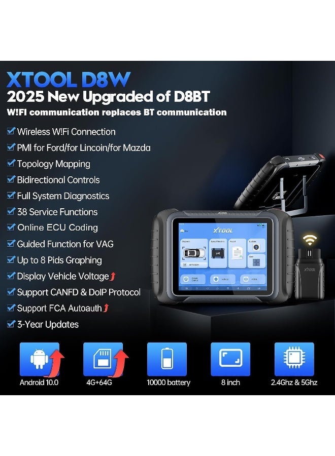 XTOOL XTOOL D8W OBD2 Scanner Diagnostic Tool  - Image 2