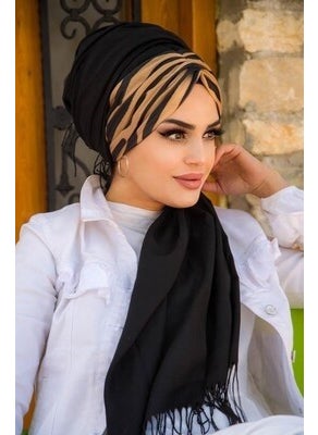 Aişe Tesettür Aisha Hijab Feminine Patterned Ready-Made Shawl  - Image 1
