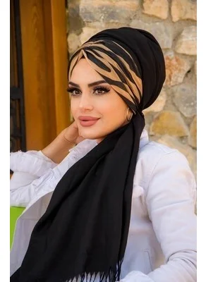 Aişe Tesettür Aisha Hijab Feminine Patterned Ready-Made Shawl