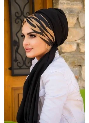 Aişe Tesettür Aisha Hijab Feminine Patterned Ready-Made Shawl