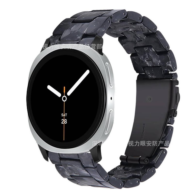 Black Resin Bracelet Strap Smartwatch Band Compatible with Samsung Galaxy Watch 8 Classic with Adjustable Fit Replacement Strap for Daily Wear - Image 1