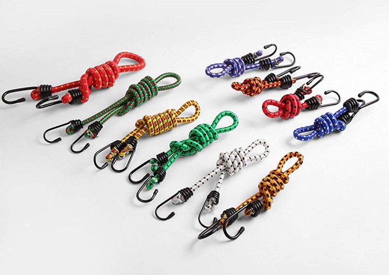 Prime hub High Strength Stretchable Elastic Rope/Bungee Cord for Hanging Clothes, Tying Behind Bikes etc (Size- 2m + Expandable) (Assorted Colour Available) Adjust Anywhere with Hook (10) - Image 1