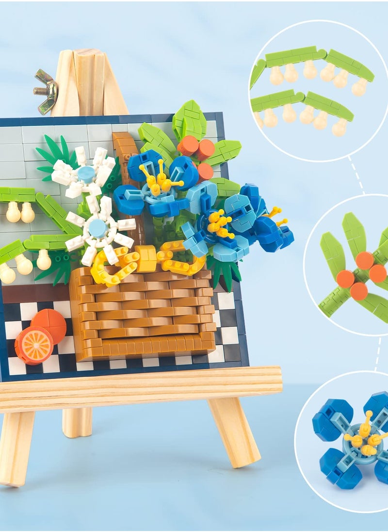 Excefore Creative Blue Rose Building Kit - Bouquet Building Set with Beech Wood - Home Décor Toys Kit for Adults - Mini and Unique Craft Project.  - Image 3