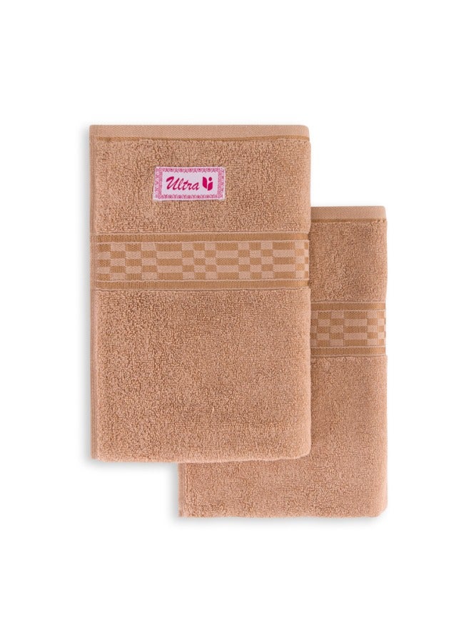 BYFT Home Ultra (Beige) Premium Cotton Bath Towel (70 X 140 Cm-Set Of 2) Highly Absorbent, High Quality Bath Linen With Checkered Dobby 550 Gsm - Image 5