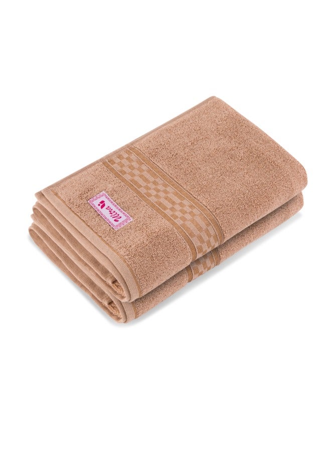 BYFT Home Ultra (Beige) Premium Cotton Bath Towel (70 X 140 Cm-Set Of 2) Highly Absorbent, High Quality Bath Linen With Checkered Dobby 550 Gsm - Image 3